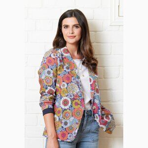 Foil Whistle And Flute Floral Linen Blazer NWT Size 6
